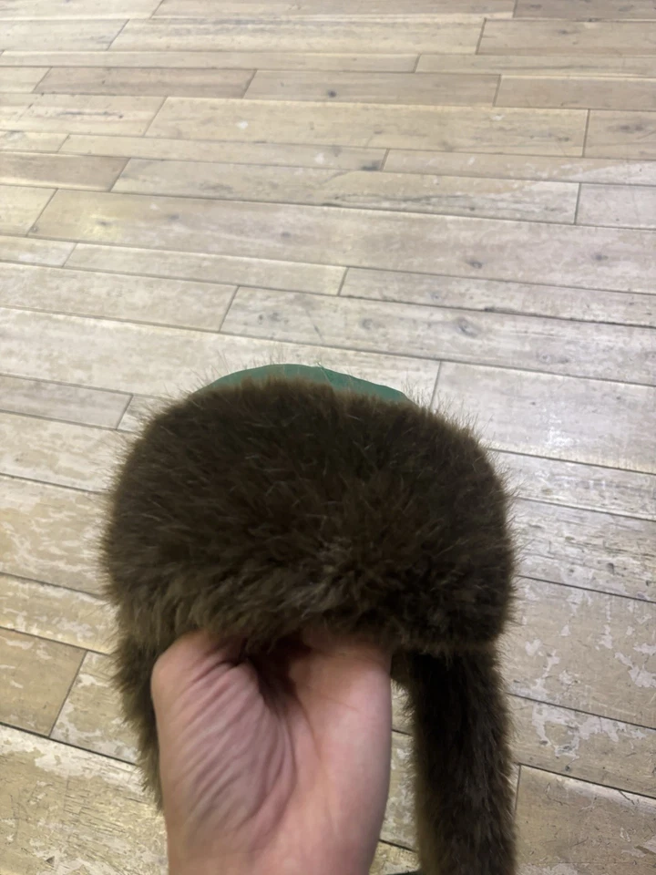 Talla O/S- Supreme Sombrero Tropa Cuero Verde Borde Piel Sintética Foto 4 de 4