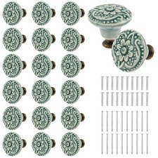 20Pcs Green Ceramic knobs, Kitchen Cabinet Knobs, Retro Dresser Knobs, Drawer...