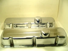 Big Block Chevy Tall Valve Covers with Breathers Chrome Steel USED