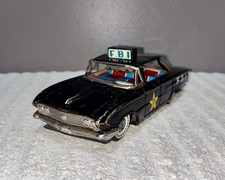 Vintage Ichiko FBI Car-Federal Bureau of Investigation-Buick-Police-Friction-Tin