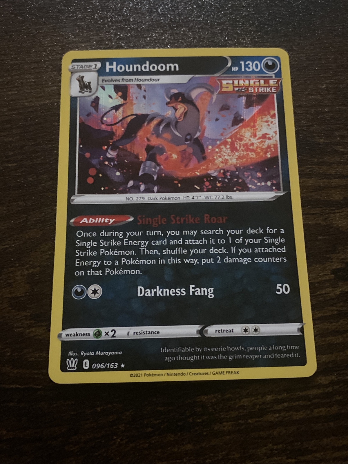 Houndoom Holo Rare 96/163 Sword & Shield Battle Styles 2021 Pokemon TCG D2532*