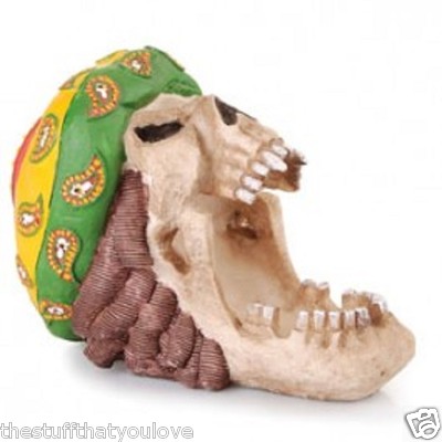 RASTA SKULL Figurine 4'' x 5.75'' x 2.75'' (4699) NEW Ashtray Trinket tray