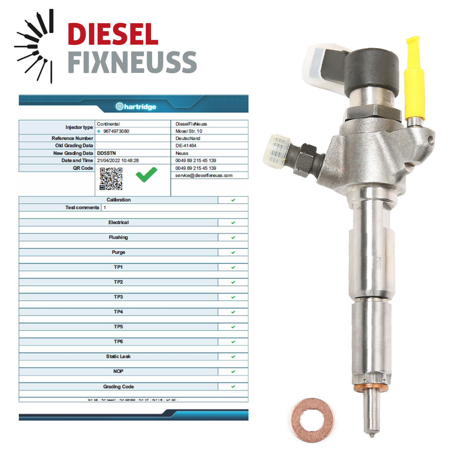 Siemens Diesel Injecteur pour Peugeot 508 1.6 Hdi 115 hp, 9802448680, 9674973080