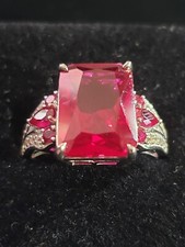 GEORGOUS 925 STERLING SILVER PINK TOPAZ CZ ACCENT RING SIZE 8