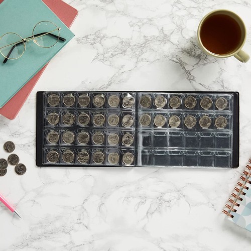 240 Coin Collection Storage Collecting Money Pockets Album Book Black Blue Color - Picture 10 of 15