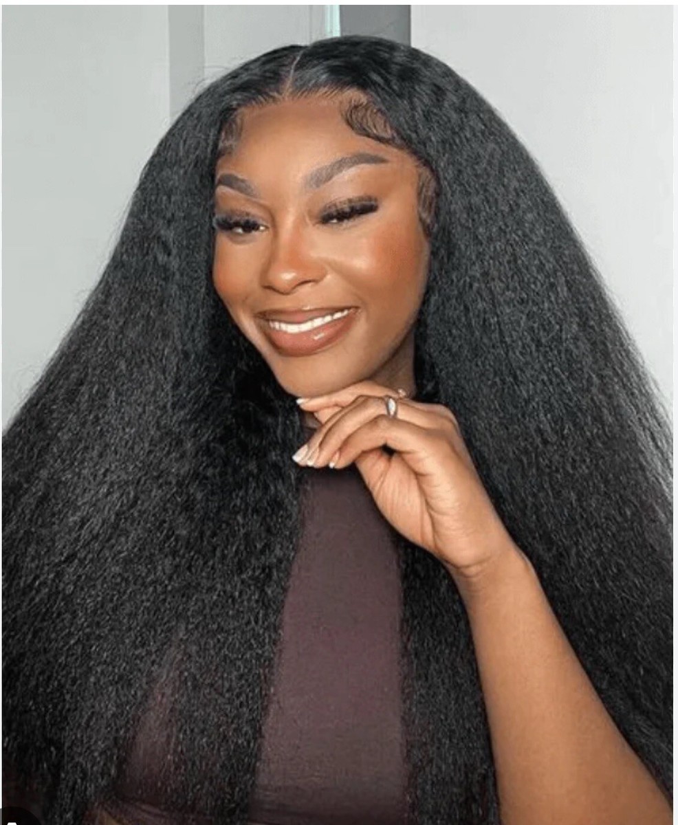 Wicker\'s Opulent Kinky Straight Lace Front Wig Amazon.com : Oulaer Kinky Straight 360 Full Lace Wig Human  main image 4