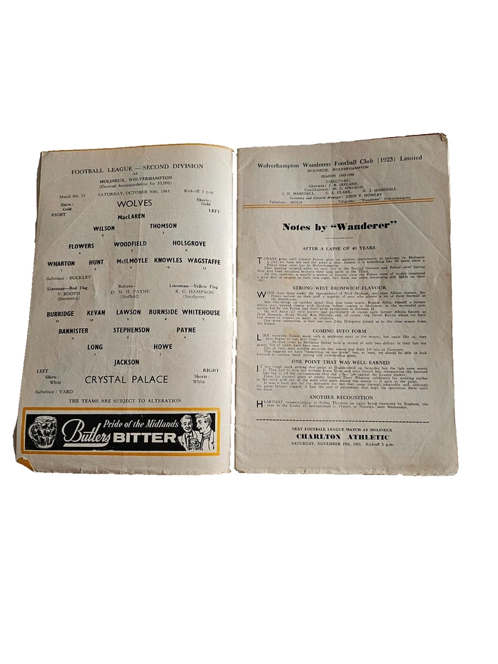 Wolverhampton Wanderers v Crystal Palace.  30th October,  1965. Second Division. - Image 4 of 4