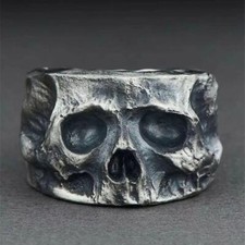 New Black Skeleton Gothic Skull Ring Men's Stainless Steel Punk Rock Biker