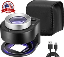 Lupa 30x Con Luz Y Soporte,Portátil Plegable LED Lupa Iluminada Luz Ultravioleta