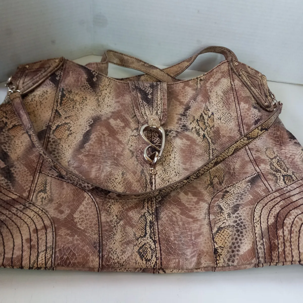 Jessica Simpson 100% PVC Python Snake Design Large Hobo Bag