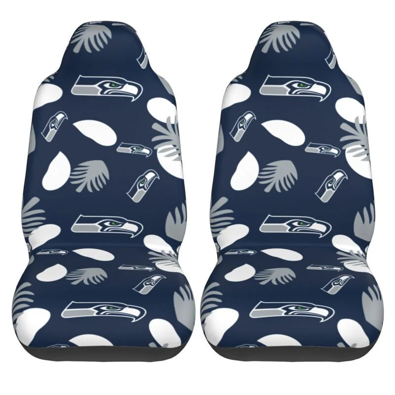2pcs Seattle Seahawks Elastic Car Seat Covers Car Front Rear Protectors Decor