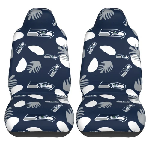 2pcs Seattle Seahawks Elastic Car Seat Covers Car Front Rear Protectors Decor