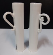 Designfenizer White Tall Collectible Salt & Pepper Shakers With Script Initials 