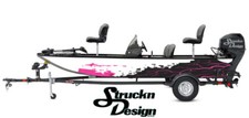 Distressed Lightning Pink Gray Shapes Graphic Wrap Boat Fish Decal US Vinyl