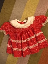 Vintage Girls Bryan Dress Red With Lace 0-3 Months