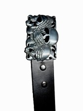Y2K Punk Metal Skull Leather Belt