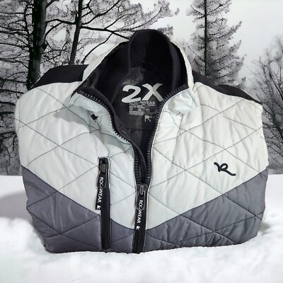 Rocawear Mens 2XL Jacket Puffer Diamond Black White Gray
