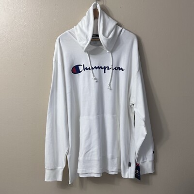 CHAMPION Men's White Pullover Hoodie Jacket Sweatshirt Kangaroo Pocket Size  2XL