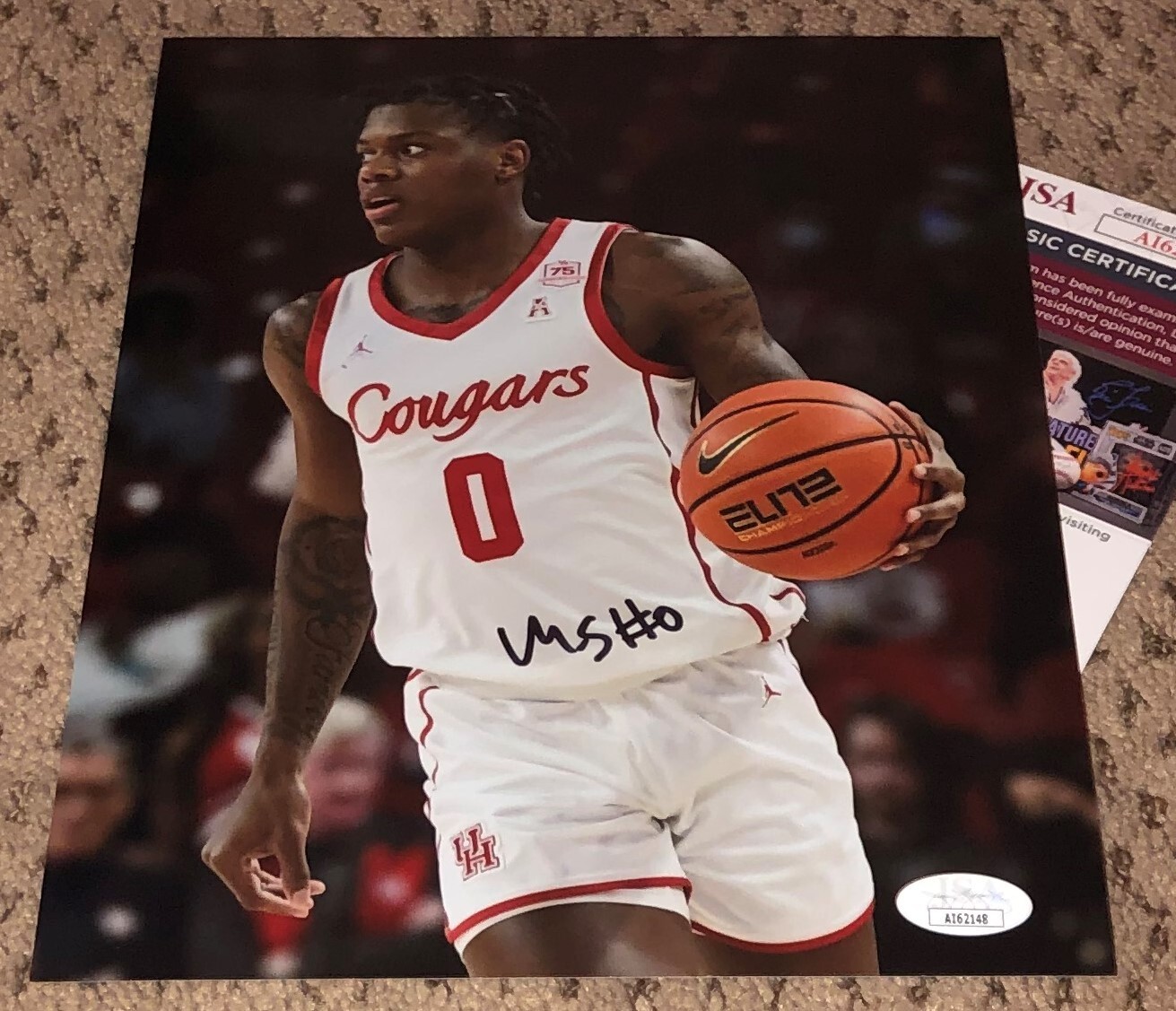 MARCUS SASSER SIGNED 8X10 PHOTO HOUSTON COUGARS BASKETBALL AUTOGRAPH JSA 