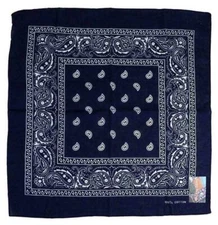 NEW MEN'S 12 PACK COTTON PAISLEY HEAD WRAP SCARF WRISTBAND BANDANA NAVY BLUE