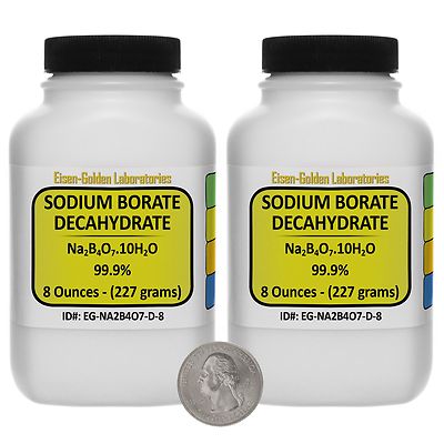 Sodium Borate Decahydrate [Na2B4O7.10H2O] 99.9% ACS Grade 1 Lb in Two Bottles