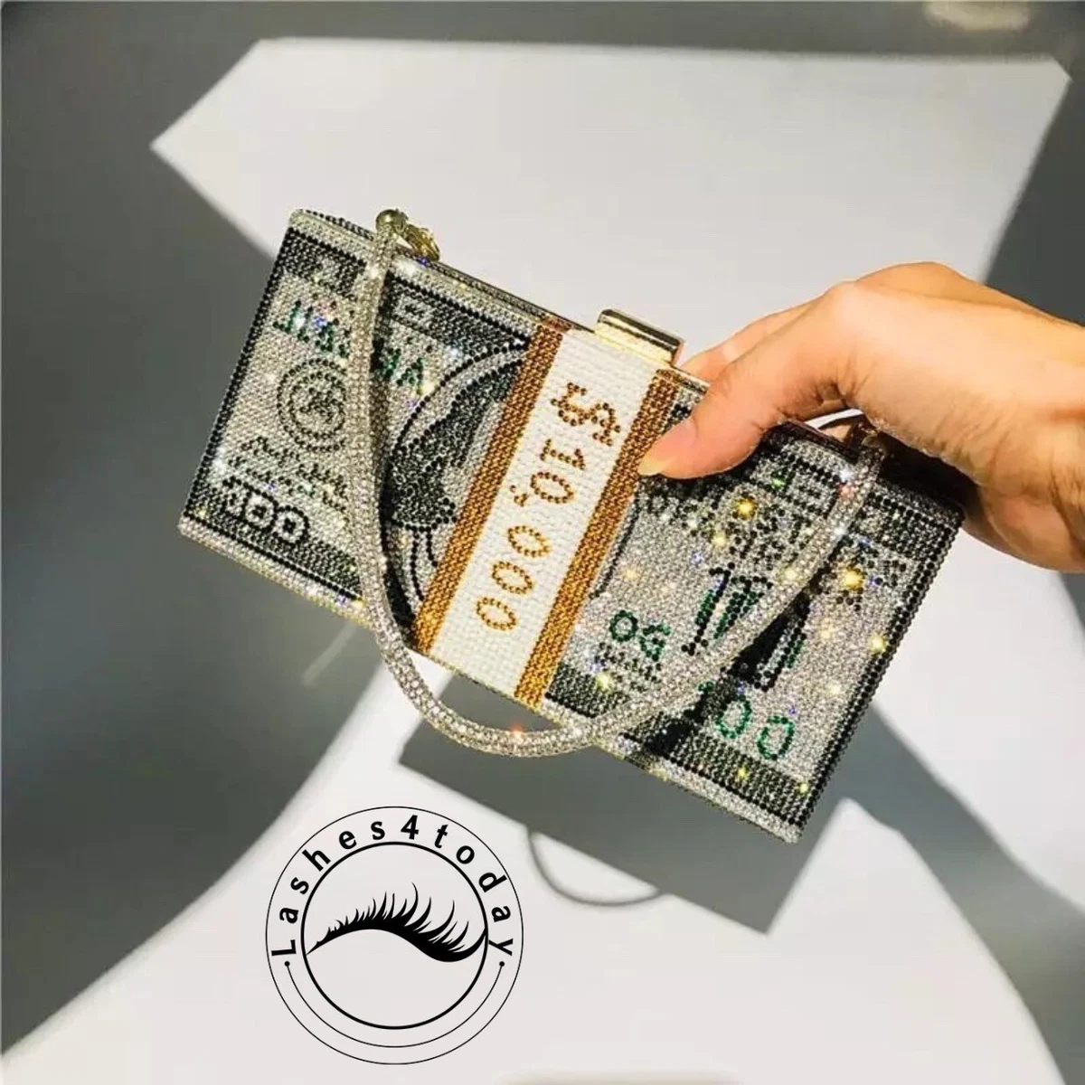 Rhinestone money outlet design clutch bag