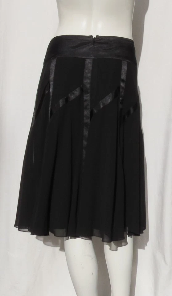 JS COLLECTIONS Black Chiffon Overlay Satin Ribbon Evening Skirt size US 8 - Image 3 of 4