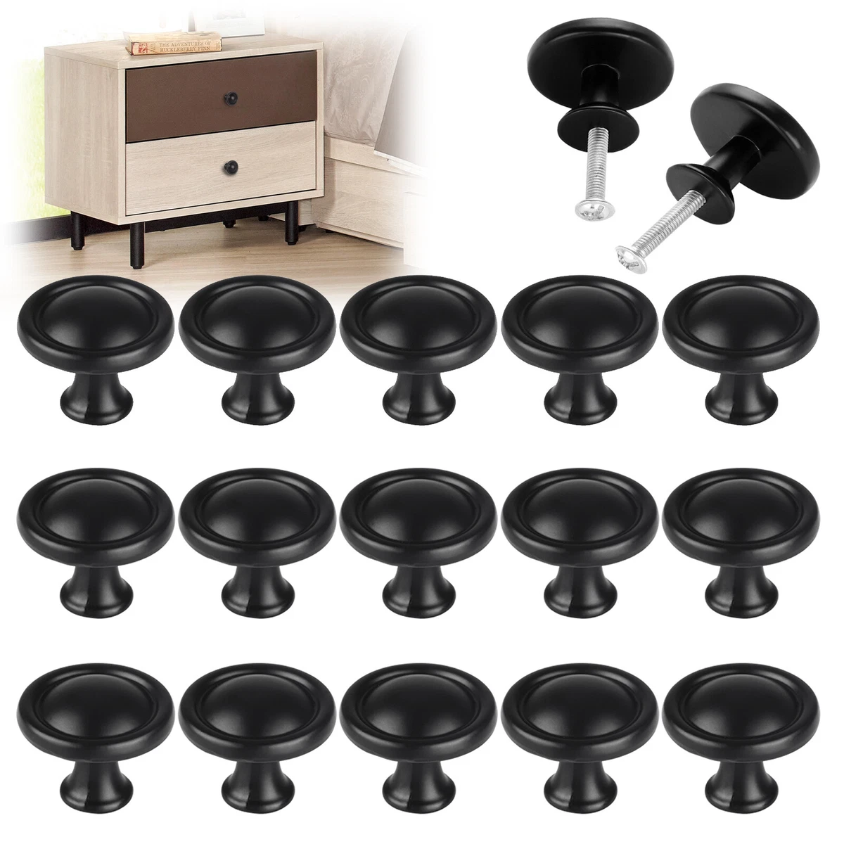 knee length dresses for ladies Ilyapa Flat Black Kitchen Cabinet Knobs - Round Braided Drawer Handles