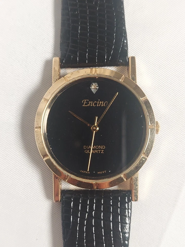 Reloj de cuarzo Eastern Time N.Y. esfera negra diamantes genuinos para hombre y mujer Foto 2 de 4