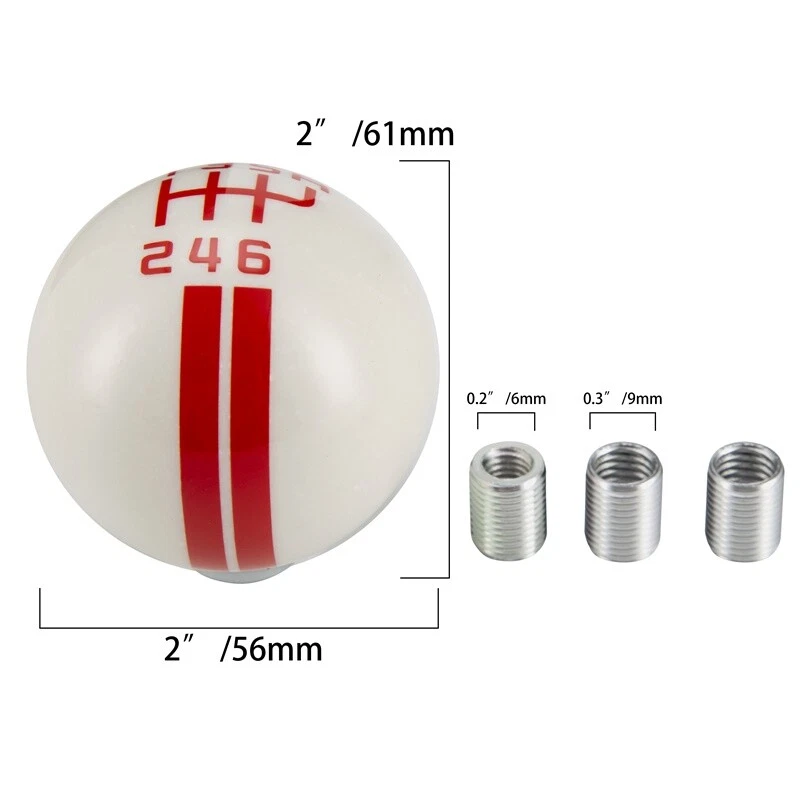 Universal 6 Speed Manual Gear Shift Knob Shifter Lever White&Red — 第 2/4 张图片