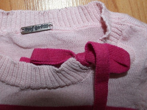 POOF GIRL Long Sleeve Sweater Pink Rose stripes Pullover Sz S/4 4T Crew neck - Picture 12 of 12