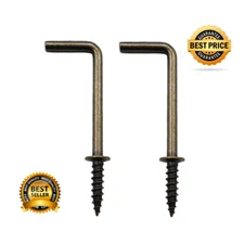 2 Inch 1 Shape Screw Hooks Bronze L Shape Hooks 7 Shape Screw in Hooks 20 Pack