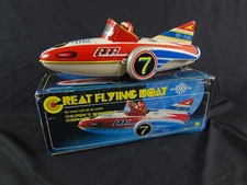 GREAT FLYING BOAT-SPACE SHIP FRICTION TOY-1970'S-NICE ITEM