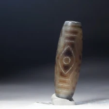 Large ! Tibetan Old Dzi Agate Bead "Six Dragon's Eyed"Amulet Pendant Tibet 36409