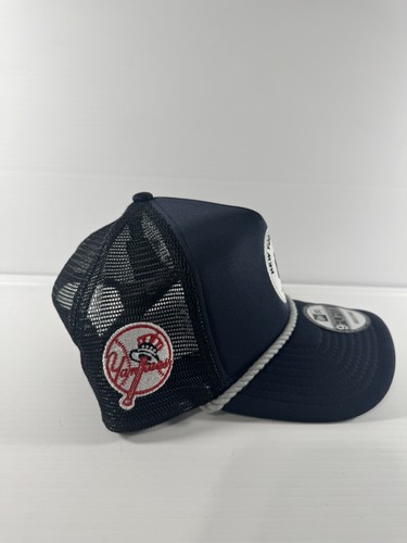 NWT New Era 9Forty New York Yankees Logo Navy Blue Rope Trucker Snapback Hat NYY - Picture 6 of 9