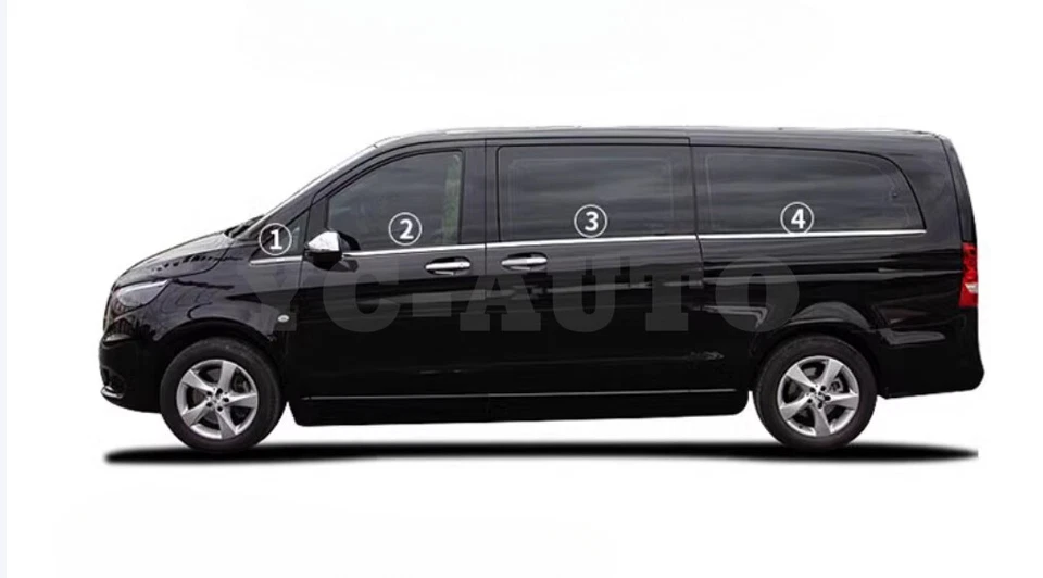 Tira decorativa ventana acero inoxidable para Mercedes Benz Vito V260 2016-2024 Foto 4 de 4