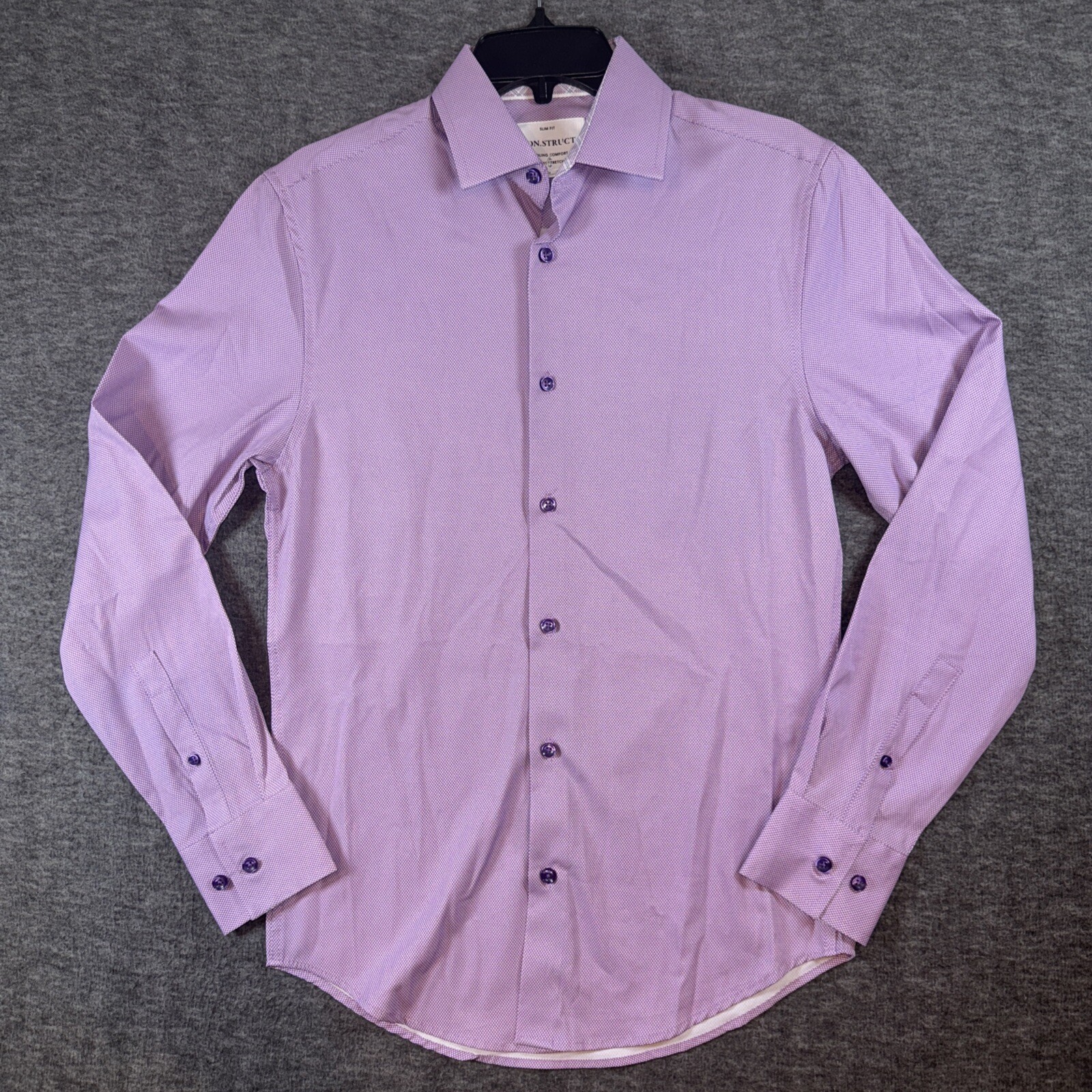 Con.Struct Shirt Mens 4 Way Stretch Slim Fit Quick Dry Wicking Purple Sz S NEW
