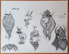 1982 VINTAGE Jack Rudy Traditional Tattoo Flash Sheet Tattooland Biker, Viking