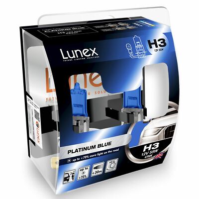 Lunex H3 Platinum Blue Halogen - Scheinwerferlampen Blau Lampe Set