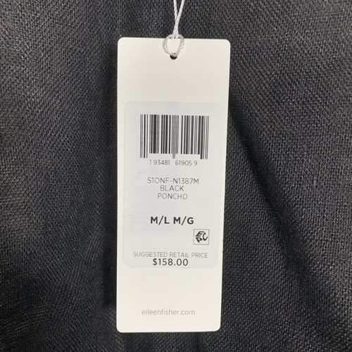 Eileen Fisher Organic Gauze Linen Poncho Black Size M/L Brand New - Picture 4 of 7