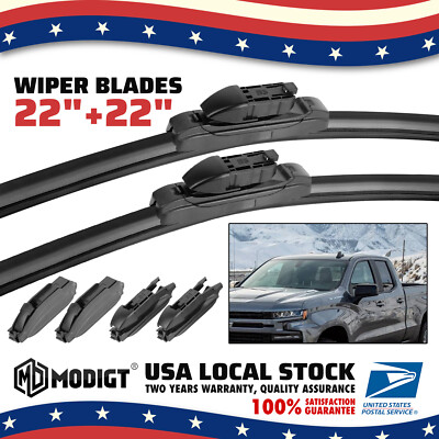 Front Wiper Blades Easy Installation Windshield 22''&22'' Brand New OEM Quality