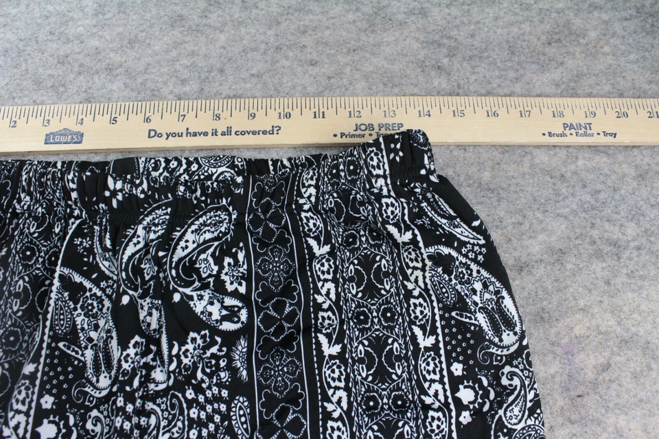 Pantalones Lildy Talla Grande/Extra Grande Polar Leggings Negro Blanco Paisley Pull On Foto 4 de 4