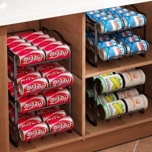 4 Tiers Can Organizer Rack 48 Cans Soda Can Dispenser Organizer for Refrigerator - Picture 2 of 10
