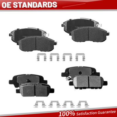 Front Rear Ceramic Brake Pads Set For 2011 2012 2013 Nissan Juke With Hardware