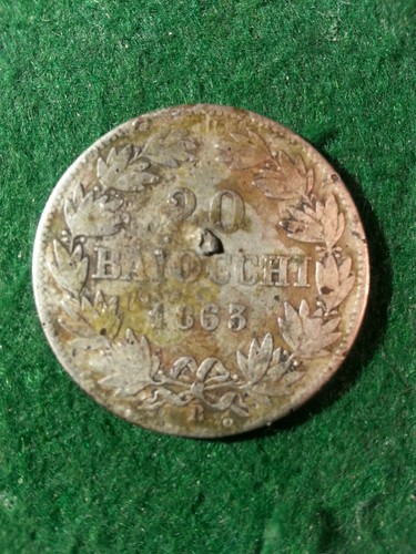 Vatikan 1863: 20 BAIOCCHI (Silber) PIUS IX PONT MAX. A. XVXXX Rarität