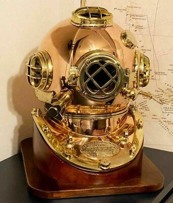 Maritime Mark V U.S Navy Full Size Copper And Brass Diving Helmet ...