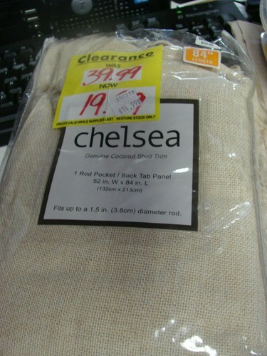 Chelsea 1 Rod Pocket Back Tab Panel Coconut shell Trim 52 x 84 - Picture 3 of 4
