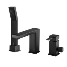 Bath 3 - Hole Tap Valve Mixer Set Bathroom Brass Black Bath Tap Shower Set UK