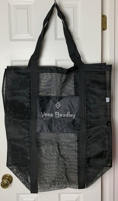 Vera Bradley Large Mesh Tote Shopping Beach Bag Solid Black Preowned
