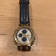 Festina Analog Quartz Men Gold Navy Chronograph Alarm Watch Vintage 419097289